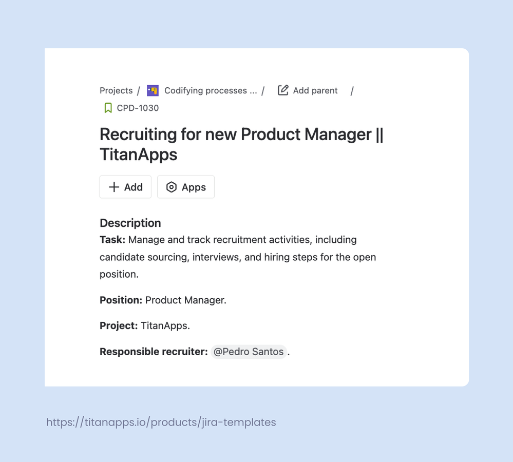5. Jira Template for Recruitment task - Smart Templates.png