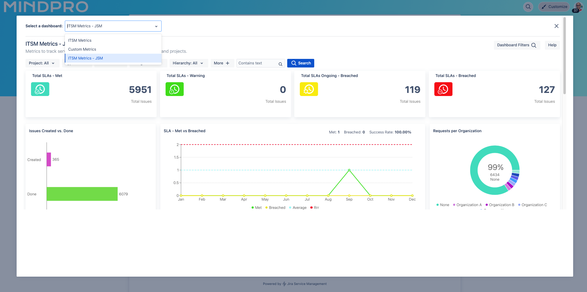 Custom Chart Shared Dashboard - Organization