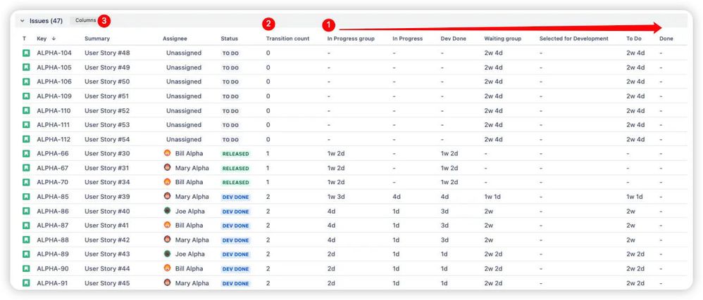 Detailed issue breakdown with flexible columns.jpeg