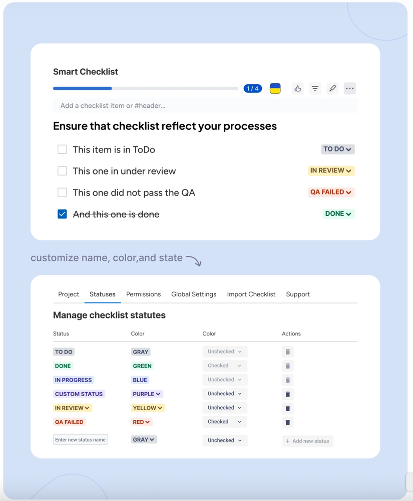Smart Checklist - how to customize Jira checklist status.png