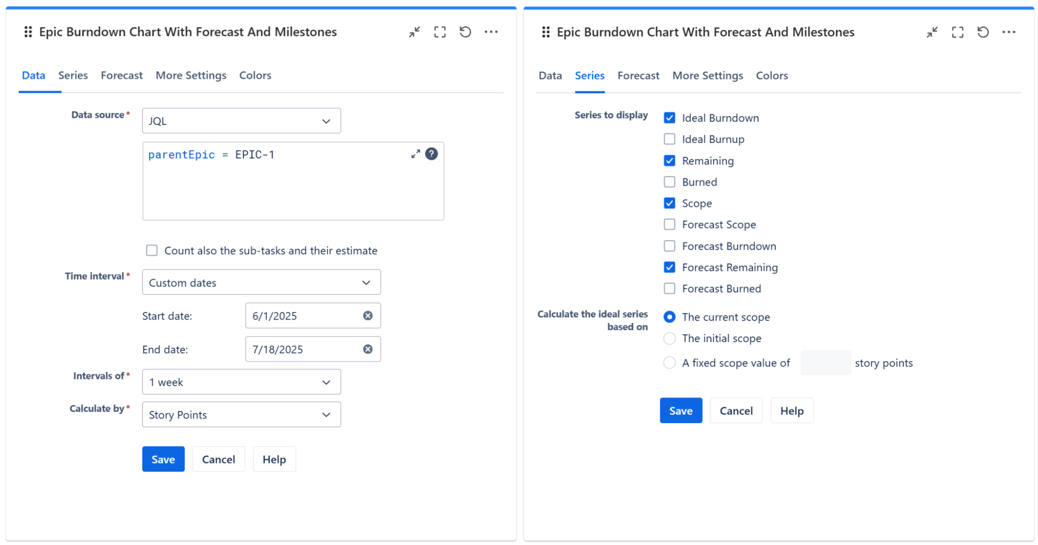 How to create an epic burndown or burnup chart in Atlassian Community