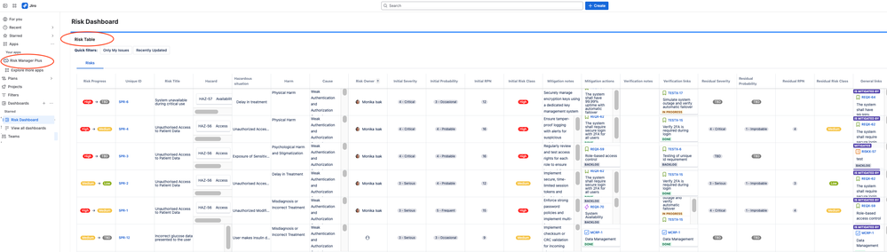 Risk Table in Jira Dashboard.png