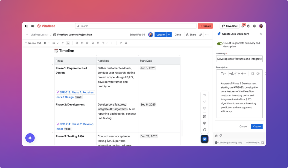 FleetFlow Launch Project Plan with Jira Work Item Creation.png