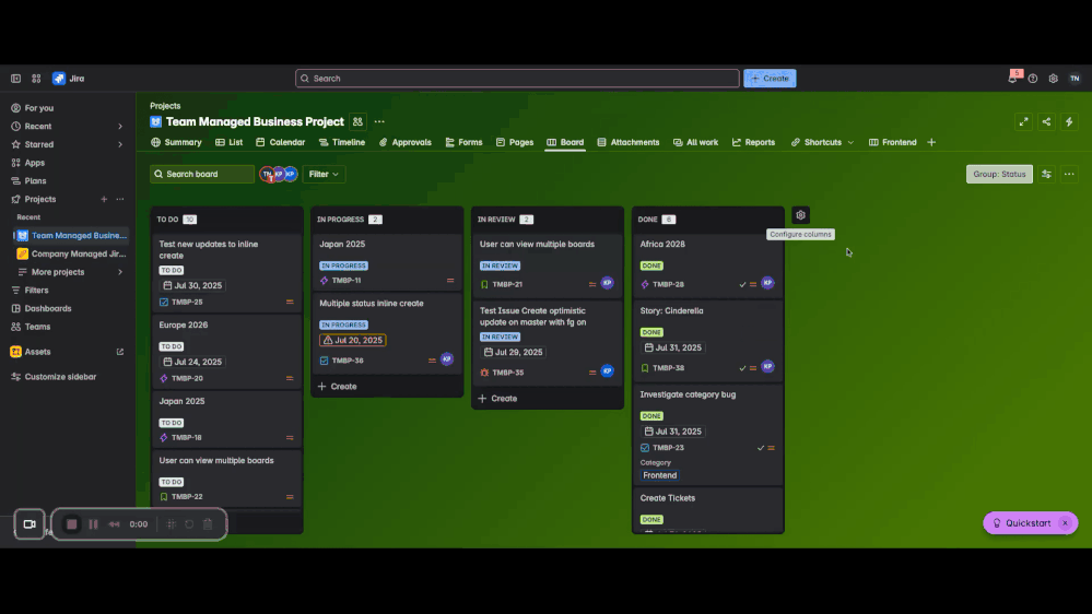 Board - Team Managed Business Project - Jira - 22 July 2025 (1).gif