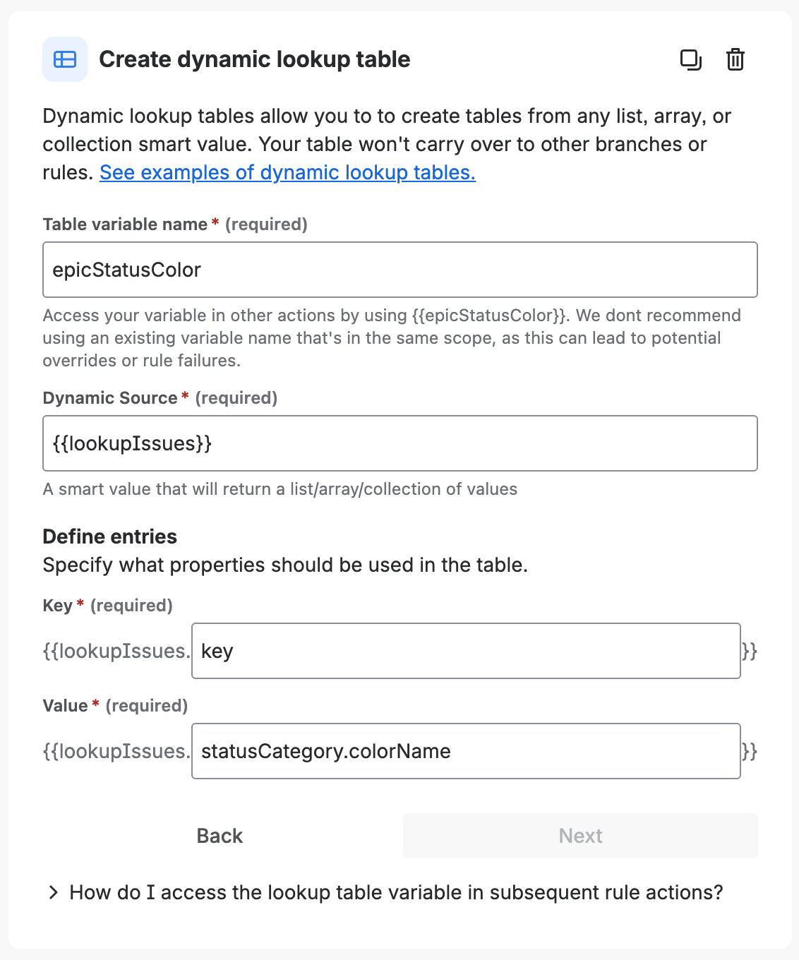New Automation action - Create dynamic lookup tabl... - Atlassian Community