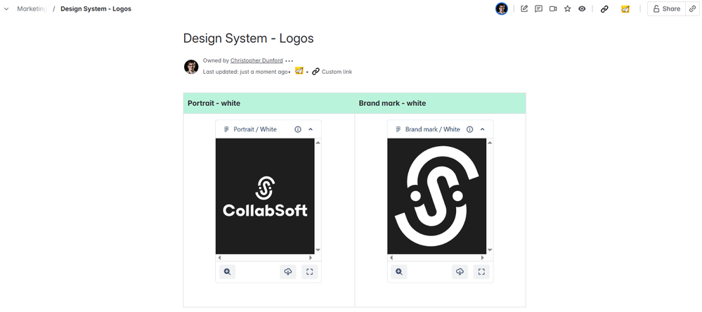 Screenshot of a Confluence design system page with Figma embeds.PNG