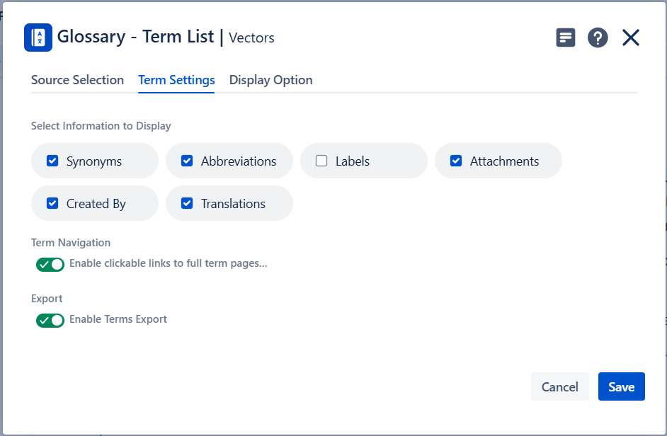 Glossary term list macro settings.png