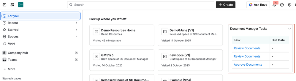 DM Tasks in Confluence homepage.png
