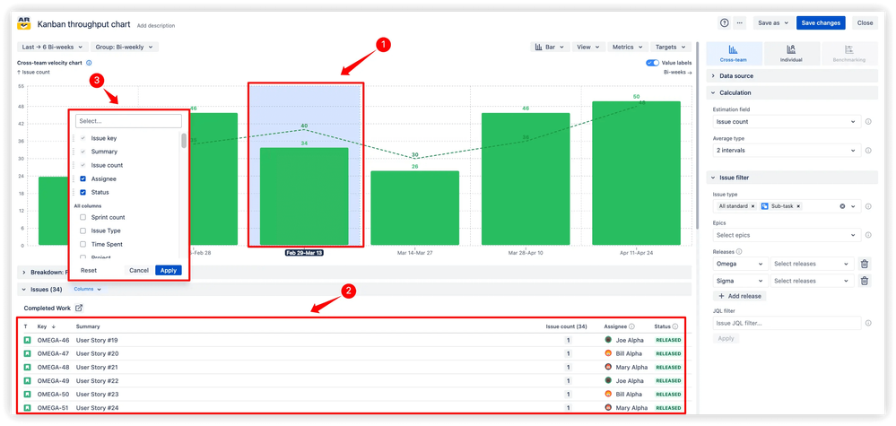 Work item list with customizable columns.png