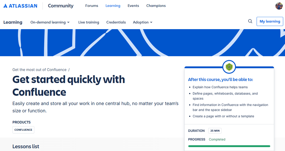 Confluence course status.png