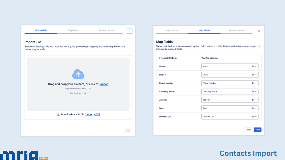 Import Contacts in Mria CRM for Jira - Upload File & Map Fields.png