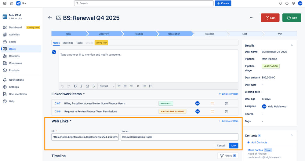 Add Web Link - Mria CRM for Jira.png