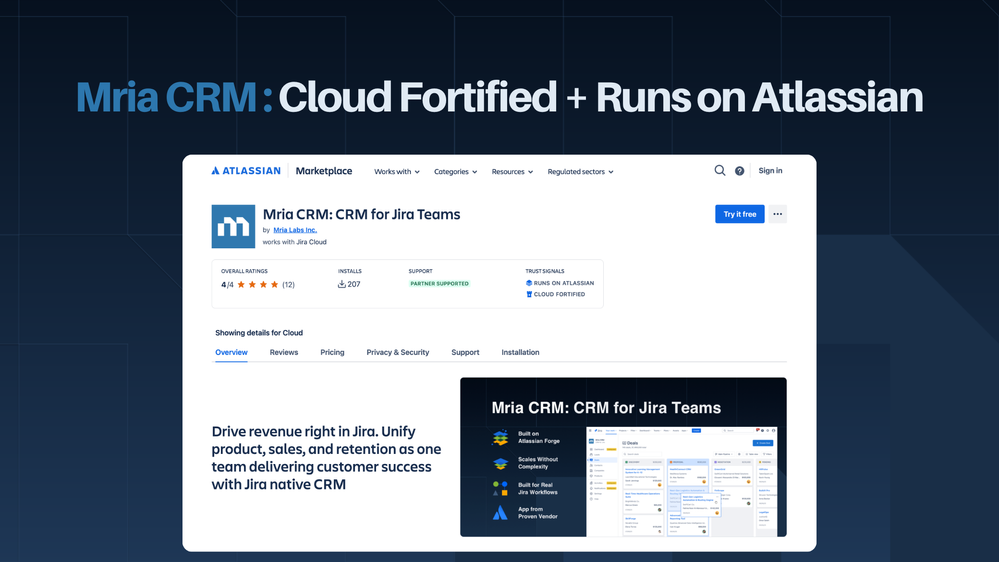 Mria CRM for Jira - Cloud Fortified & Runs on Atlassian.png