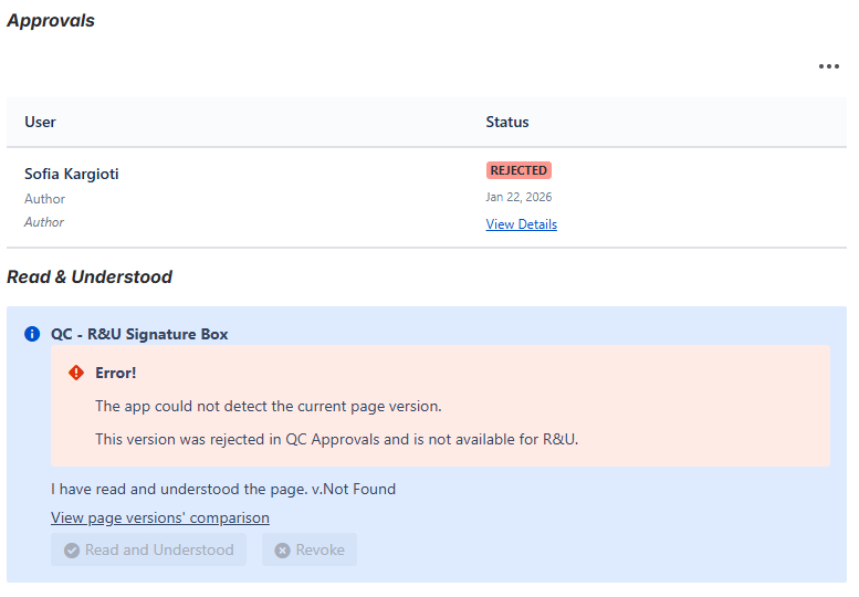 At least one signer has rejected the version with QC Approvals.png