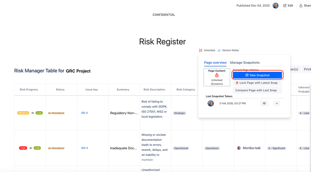 SoftComply Static Snapshot of GRC Risk Register.png