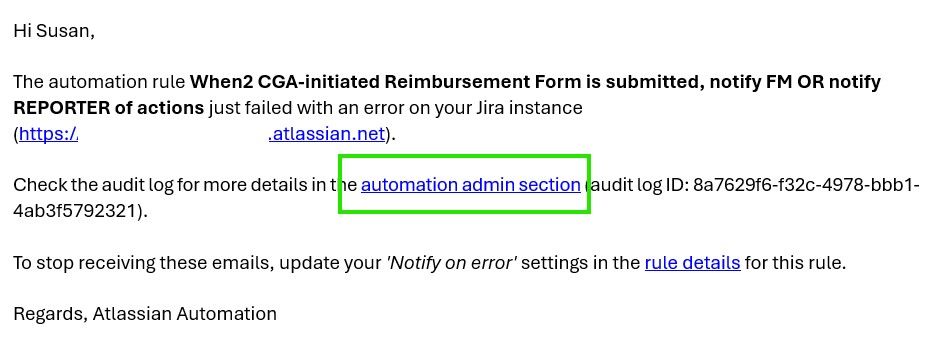 automation email error msg link throwing error.jpg