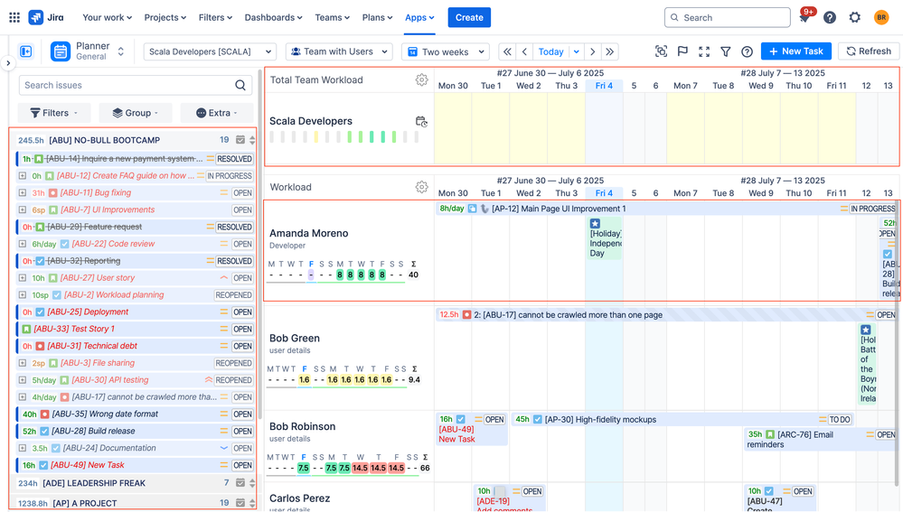 Team panel and personal timeline.png