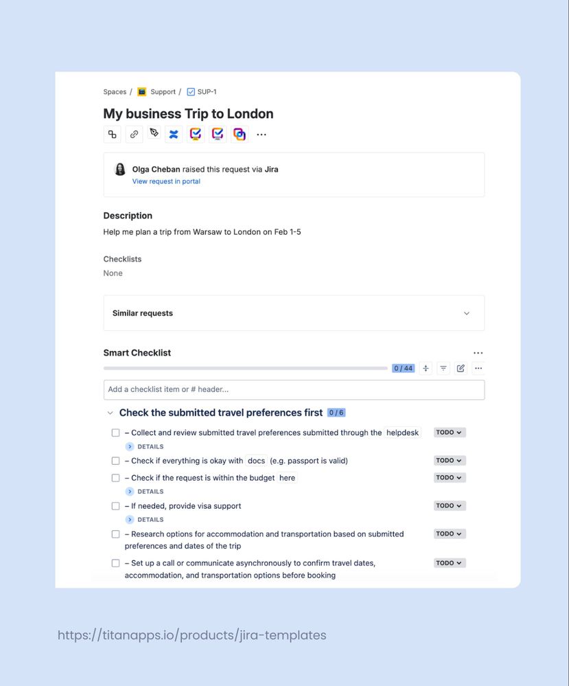 6 - JSM Customer Portal showing Smart Checklist progress on a ticket.jpg