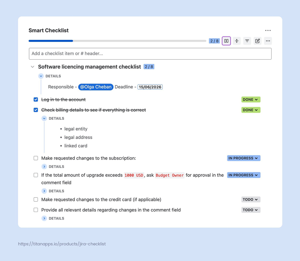 8-jira-issue-tracking-smart-checklist-software-licensing-management-example.png