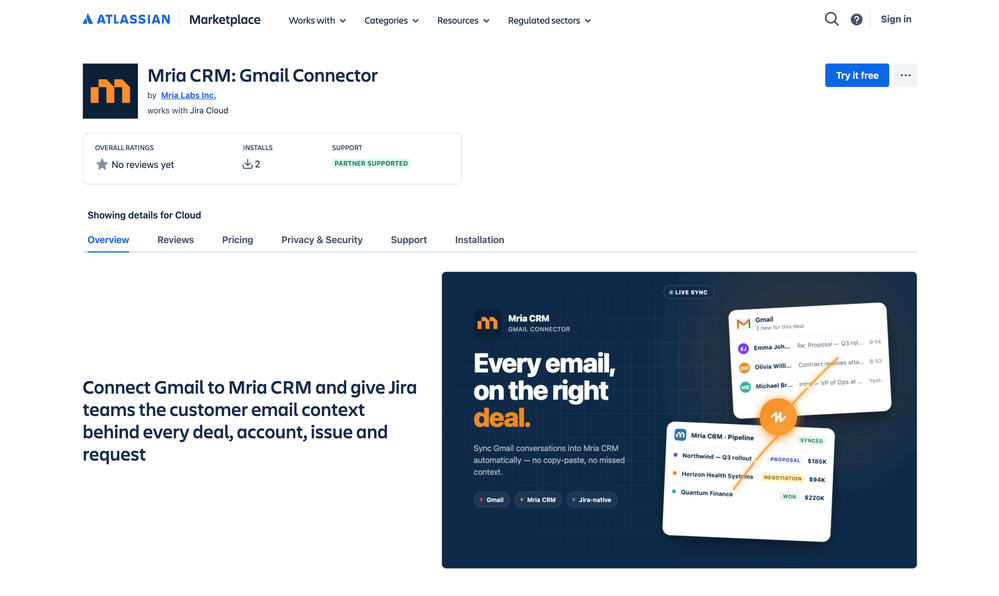 Mria CRM Gmail Connector on the Atlassian Marketplace.png