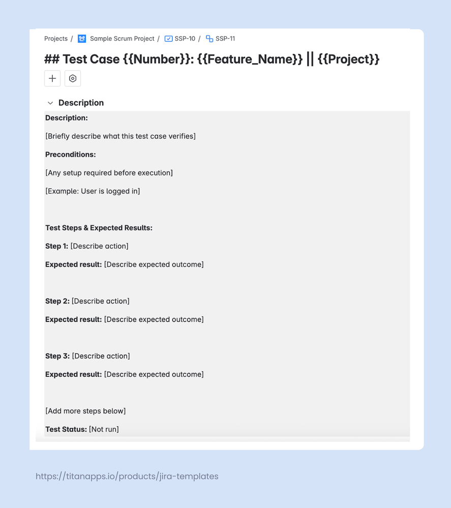 test case template built with Smart Templates for Jira.png