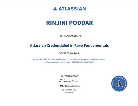 Atlassian Credentialed in Rovo Fundamentals certificate.png