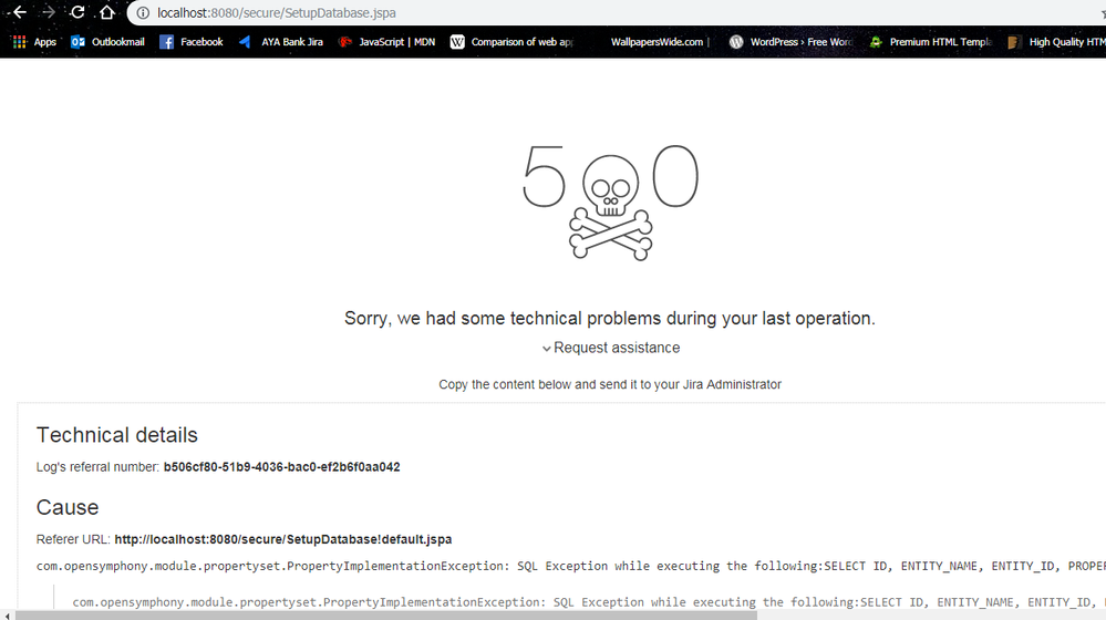 Error 500 Show after configure Microsoft SQL Step