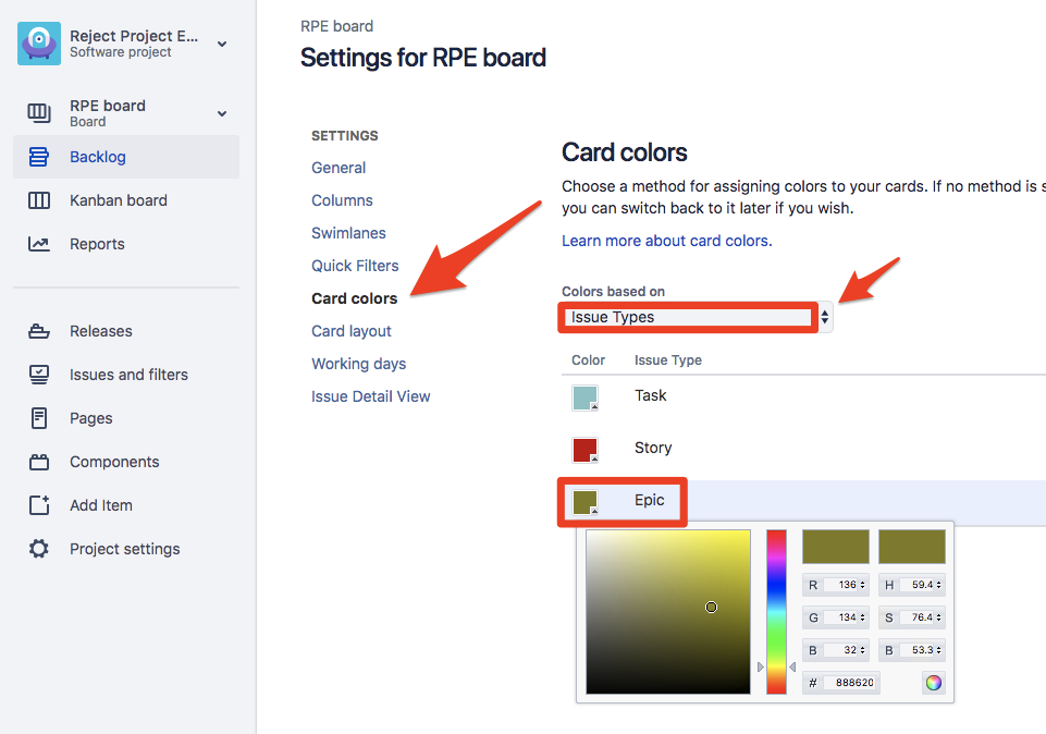 Can I use HEX codes to colour my epics?