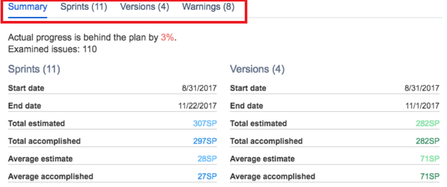 Switch between tabs to get more insight in Agile Reports.png