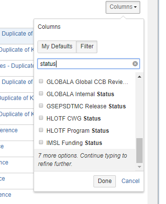 Show/hide columns: NOT using the Click Columns and...