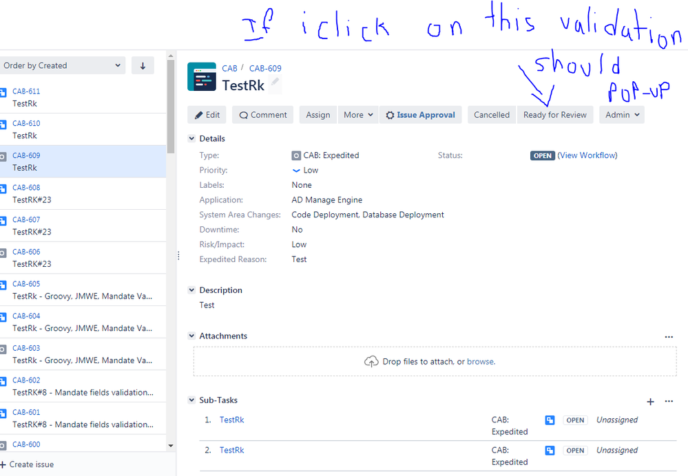 Click on next transition button on parent task.PNG