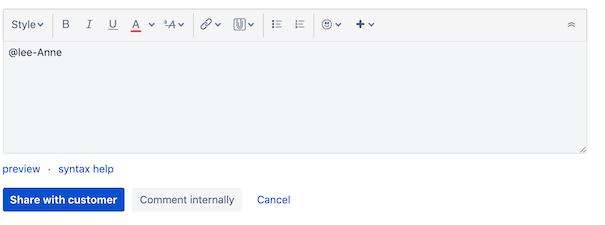 Jira ISSUE-Comment-Unable to write a comment and assign to user for notification.png