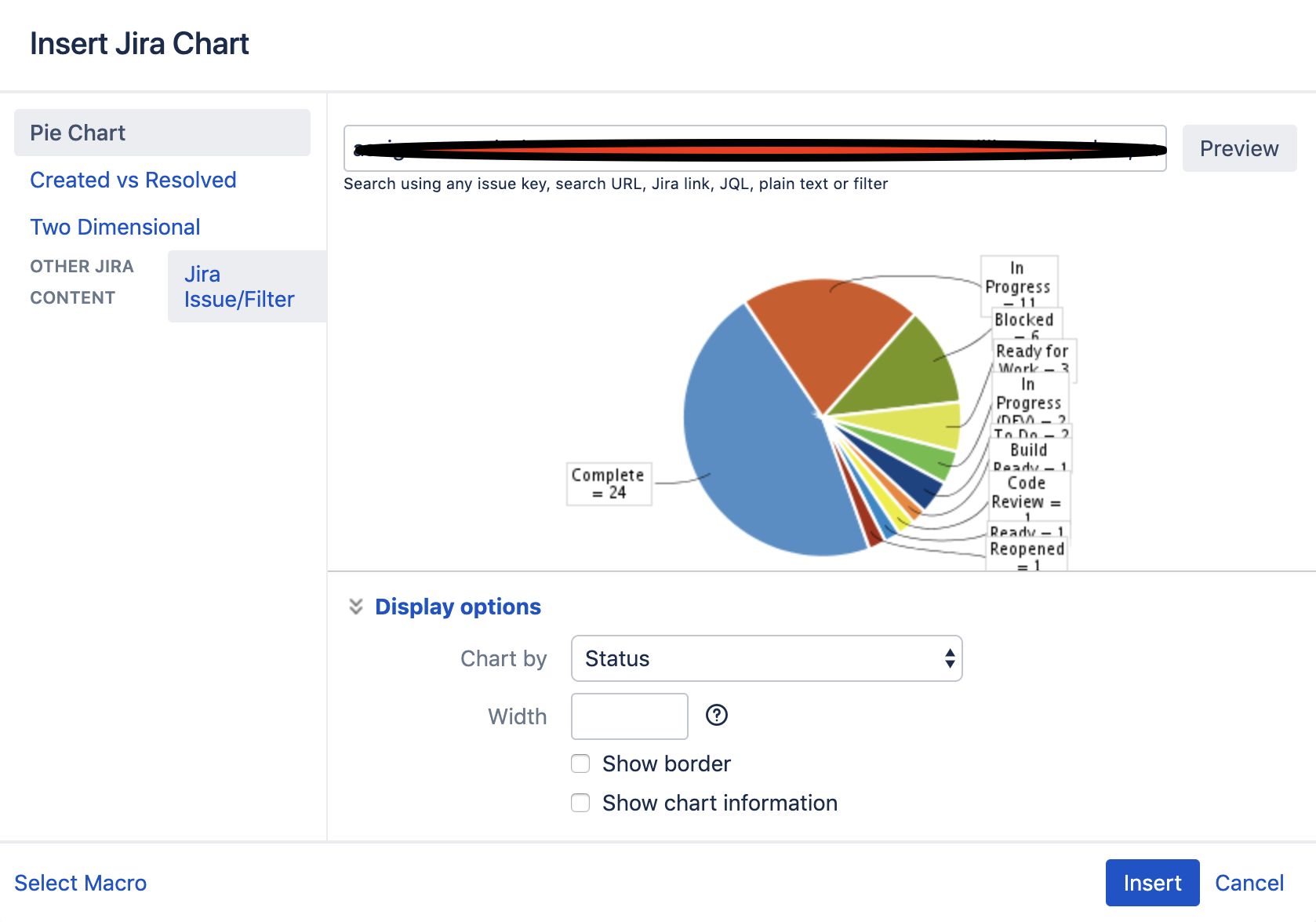 Unable to create JIRA pie chart in Confluence page