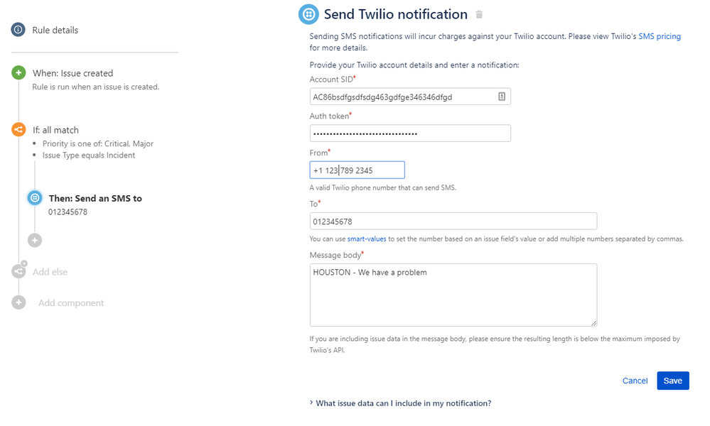 Automation to send a SMS when an incident is created.png