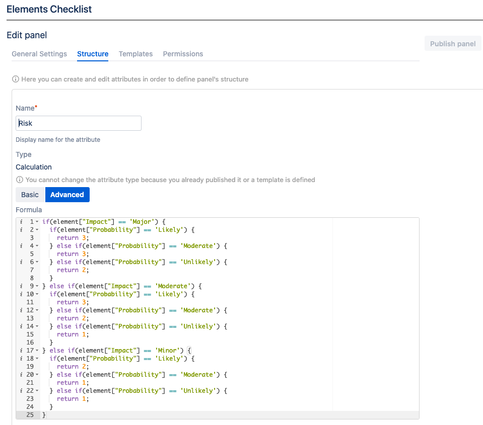 Checklist risk matrix calculated attribute.png