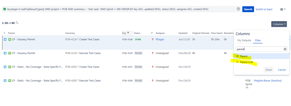 JIRA Query Showing Sub-tasks.png