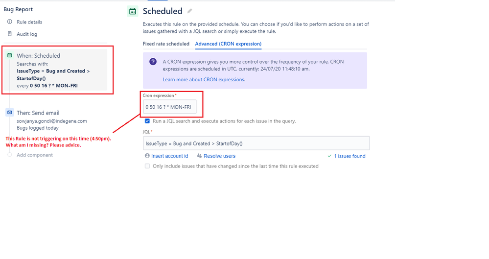 Scheduled Automation Rule with CRON expression is 