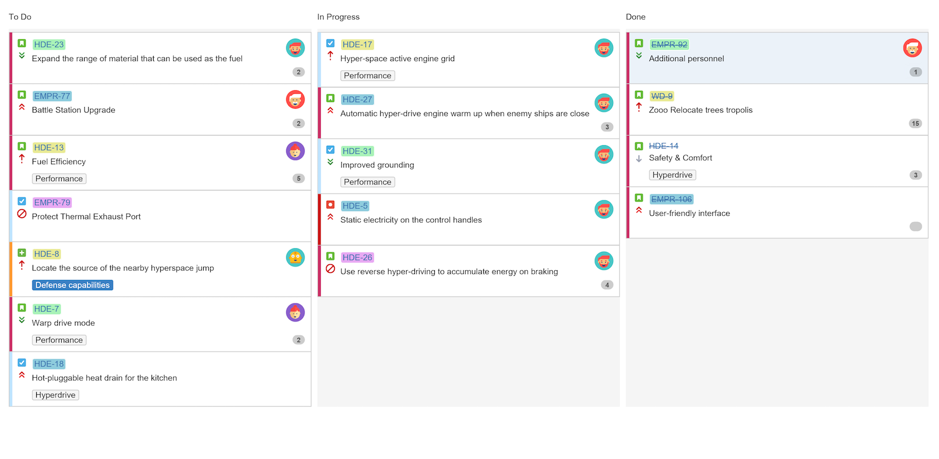 COLOR FOR THE JIRA BOXES