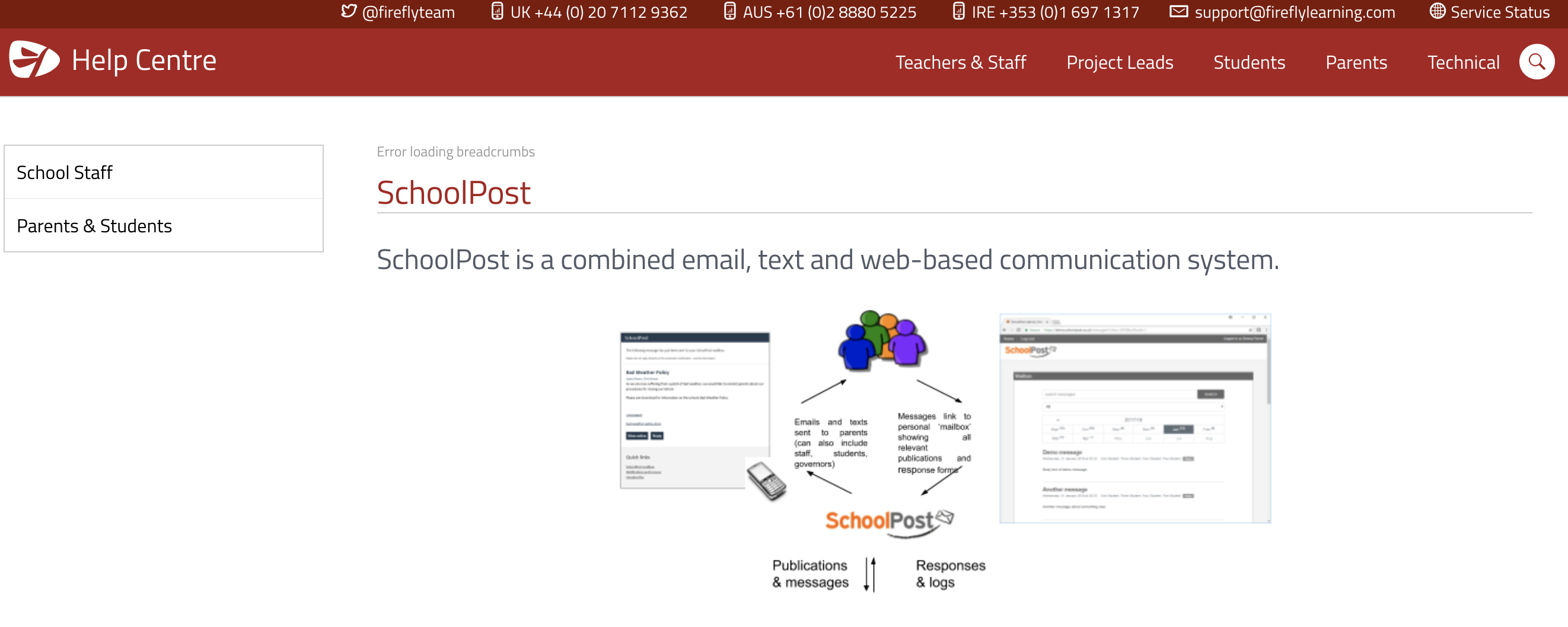 Breadcrumbs displays 'Error loading breadcrumbs' o...