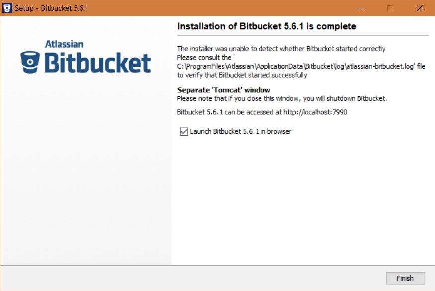 Bitbucket installation setup wizard not starting
