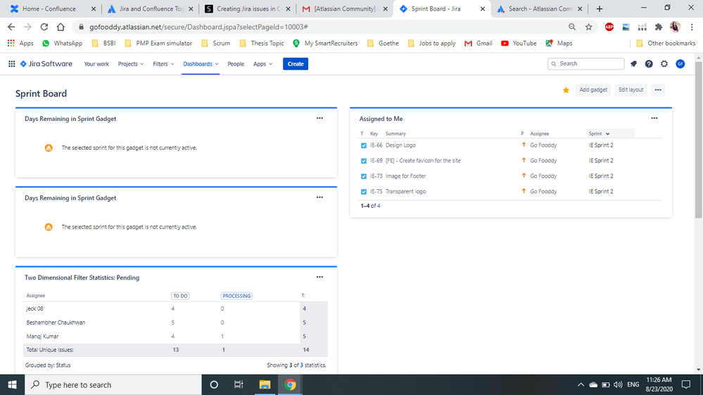 JIRA Agile Sprint Health Gadget Days Left Calculation