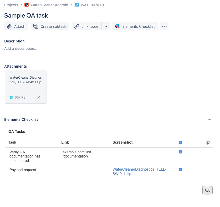 Checklist option for JIRA that allows