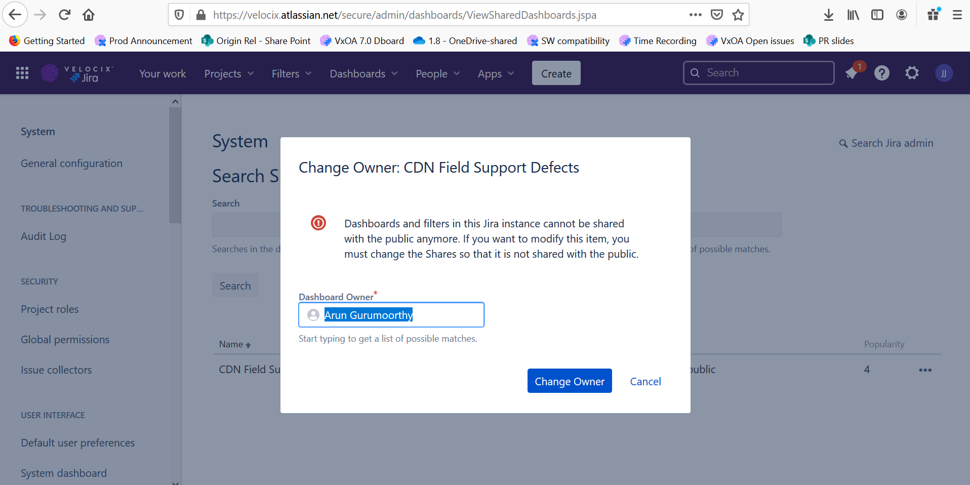 As a JIRA Administration, how to change the owner