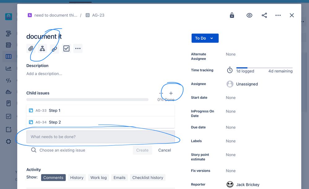 create multiple subtasks within Issue