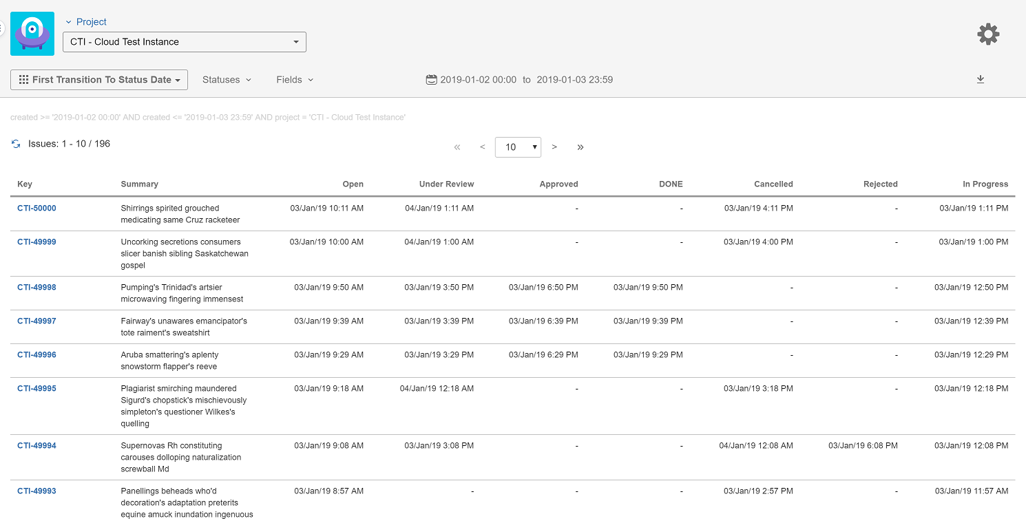How to write a JQL to see the history (dates) of a...