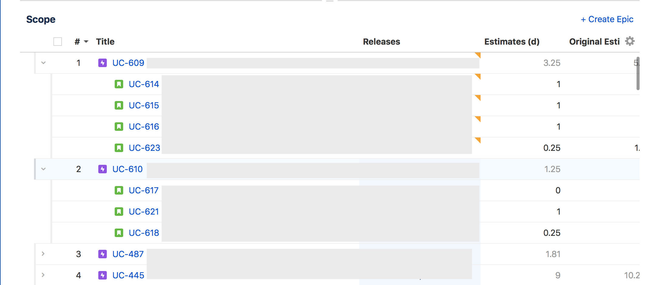 How to group issues in backlog by epic
