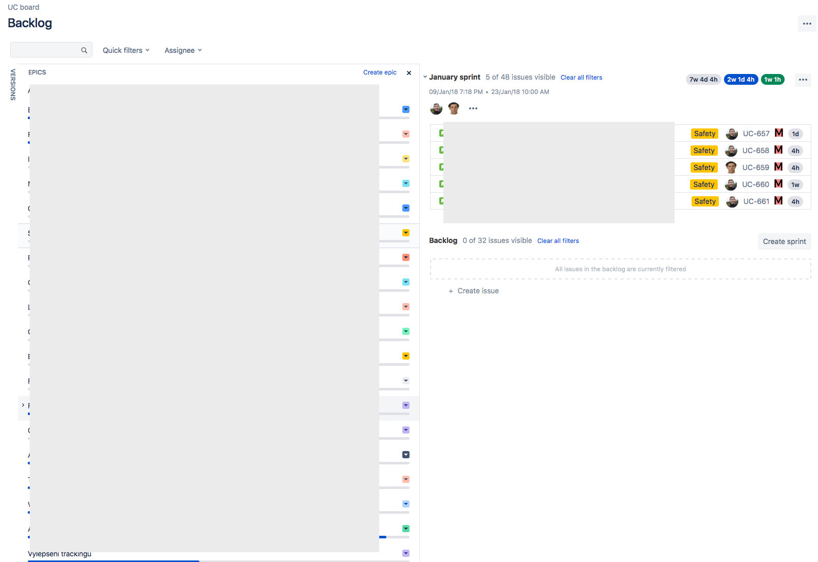 How to group issues in backlog by epic