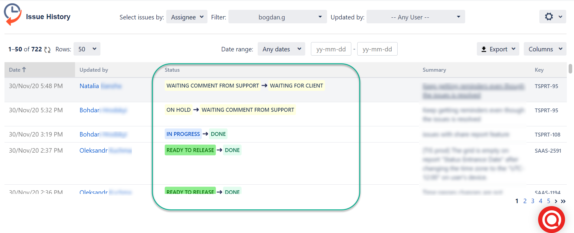 Solved How can I see project change log?