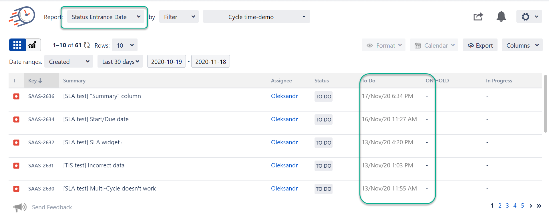 showing transition date in JIRA Dashboard