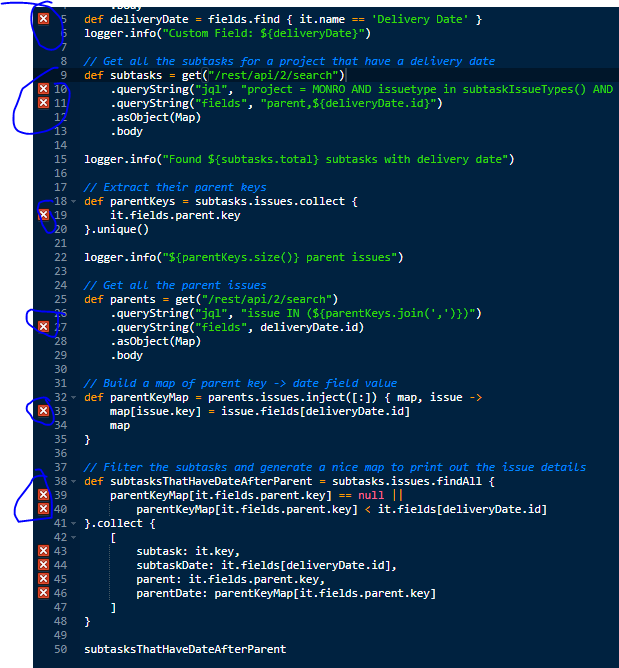 Filter for subtasks that has a later delivery date...